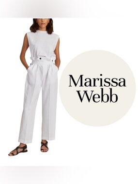 Marissa Webb ARTIE LINEN WIDE LEG WRAP TROUSER PANT IN LINEN WHITE SIZE 6